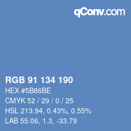 Farbcode: RGB 91 134 190 | qconv.com