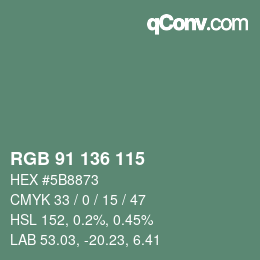 Color code: RGB 91 136 115 | qconv.com