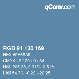 Color code: RGB 91 136 169 | qconv.com