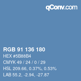 Color code: RGB 91 136 180 | qconv.com