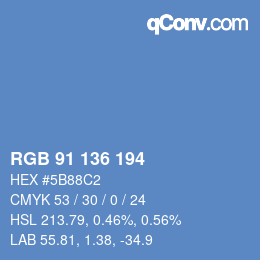 Color code: RGB 91 136 194 | qconv.com