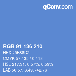 Color code: RGB 91 136 210 | qconv.com
