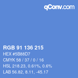 Color code: RGB 91 136 215 | qconv.com