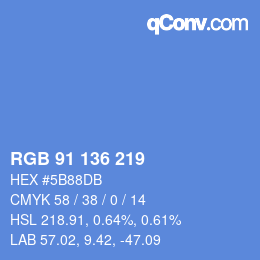 Color code: RGB 91 136 219 | qconv.com