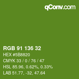 Color code: RGB 91 136 32 | qconv.com