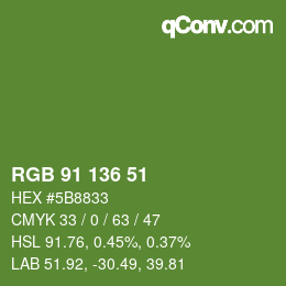 Color code: RGB 91 136 51 | qconv.com