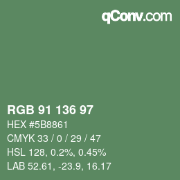 Color code: RGB 91 136 97 | qconv.com