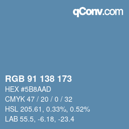 Color code: RGB 91 138 173 | qconv.com