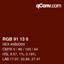 Color code: RGB 91 13 0 | qconv.com