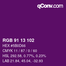 カラーコード: RGB 91 13 102 | qconv.com