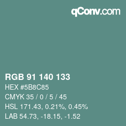 カラーコード: RGB 91 140 133 | qconv.com