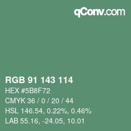 Color code: RGB 91 143 114 | qconv.com