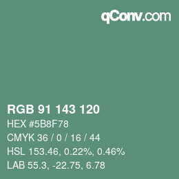 颜色代码: RGB 91 143 120 | qconv.com