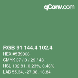 カラーコード: RGB 91 144.4 102.4 | qconv.com