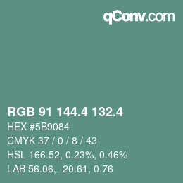 カラーコード: RGB 91 144.4 132.4 | qconv.com