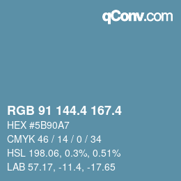 カラーコード: RGB 91 144.4 167.4 | qconv.com