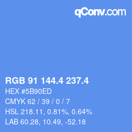 カラーコード: RGB 91 144.4 237.4 | qconv.com