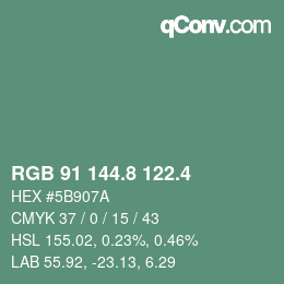 カラーコード: RGB 91 144.8 122.4 | qconv.com