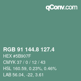 カラーコード: RGB 91 144.8 127.4 | qconv.com