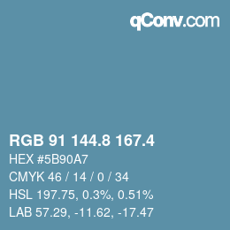 カラーコード: RGB 91 144.8 167.4 | qconv.com