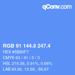 カラーコード: RGB 91 144.8 247.4 | qconv.com