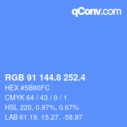 カラーコード: RGB 91 144.8 252.4 | qconv.com