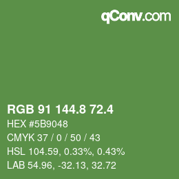 カラーコード: RGB 91 144.8 72.4 | qconv.com