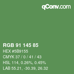 Color code: RGB 91 145 85 | qconv.com