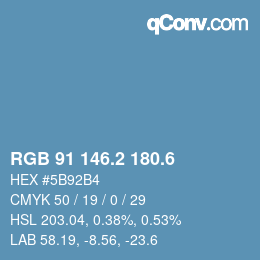 カラーコード: RGB 91 146.2 180.6 | qconv.com