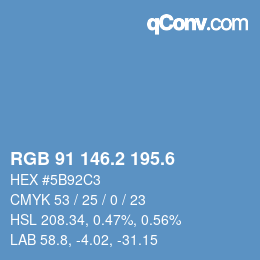 カラーコード: RGB 91 146.2 195.6 | qconv.com