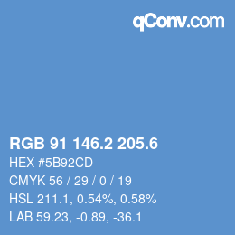 カラーコード: RGB 91 146.2 205.6 | qconv.com