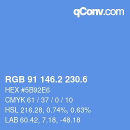 カラーコード: RGB 91 146.2 230.6 | qconv.com