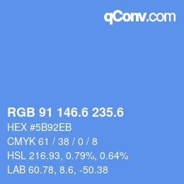 カラーコード: RGB 91 146.6 235.6 | qconv.com