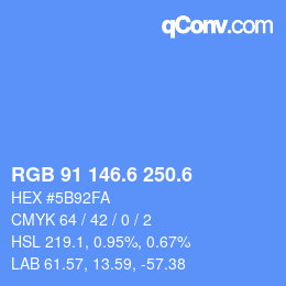 カラーコード: RGB 91 146.6 250.6 | qconv.com