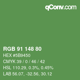 Color code: RGB 91 148 80 | qconv.com