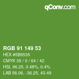 カラーコード: RGB 91 149 53 | qconv.com