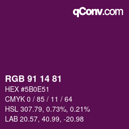 カラーコード: RGB 91 14 81 | qconv.com