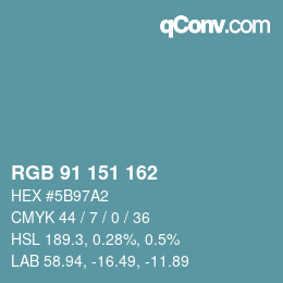 カラーコード: RGB 91 151 162 | qconv.com