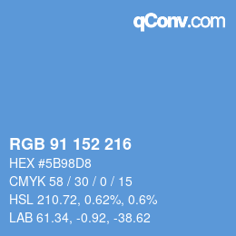 カラーコード: RGB 91 152 216 | qconv.com