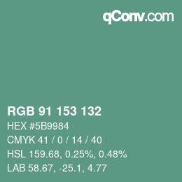 Color code: RGB 91 153 132 | qconv.com