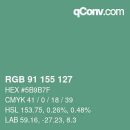 颜色代码: RGB 91 155 127 | qconv.com