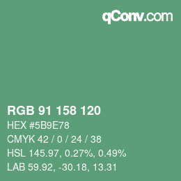 カラーコード: RGB 91 158 120 | qconv.com