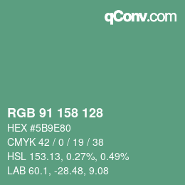 カラーコード: RGB 91 158 128 | qconv.com