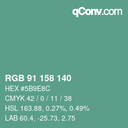 カラーコード: RGB 91 158 140 | qconv.com