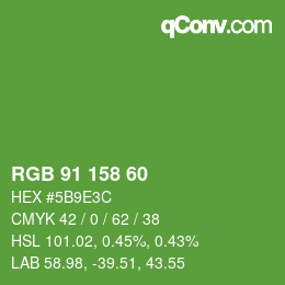 カラーコード: RGB 91 158 60 | qconv.com
