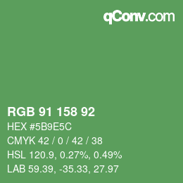 カラーコード: RGB 91 158 92 | qconv.com