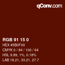 Color code: RGB 91 15 0 | qconv.com