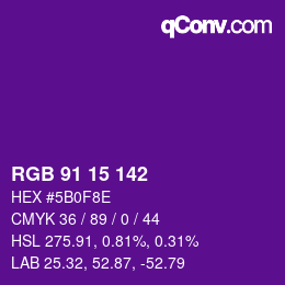 Color code: RGB 91 15 142 | qconv.com