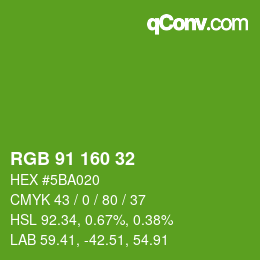 Color code: RGB 91 160 32 | qconv.com