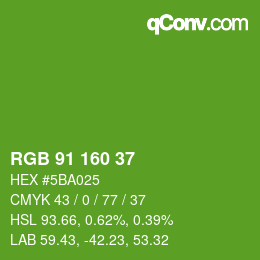 Color code: RGB 91 160 37 | qconv.com